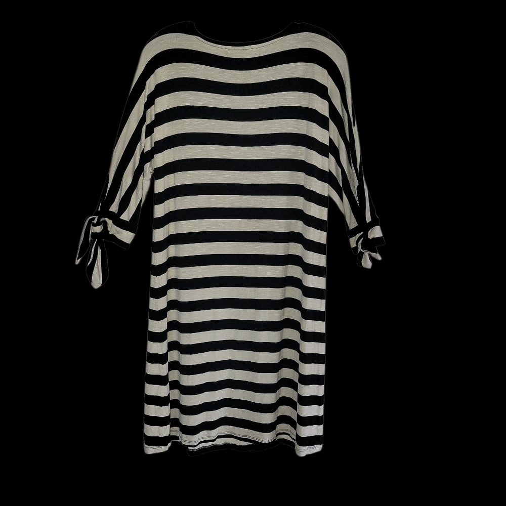 Soft Surroundings Adrift Striped Dress Black & Cream Medium - Picture 4 of 9